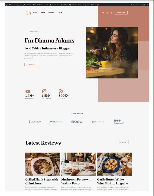 Food Blogger Website