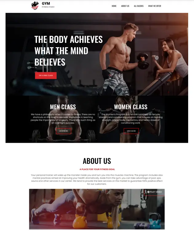 Fitness Center Website